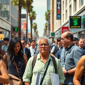 Residents discussing economic concerns in Los Angeles