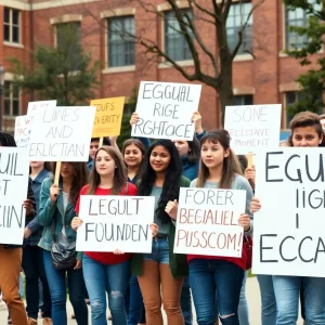 Students protesting for equality and diversity in higher education